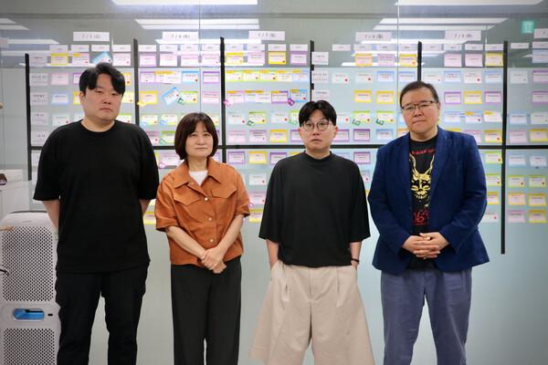 (왼쪽부터)이정엽 프로그램 팀장, 프로그래머 모은영, 박진형, 남종석 (사진 = 씨네플레이 양시모)
